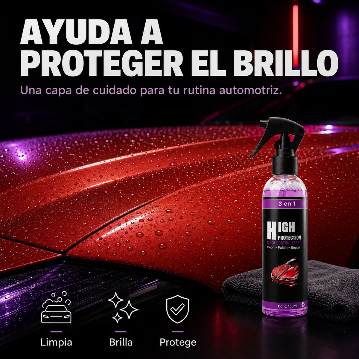 Protector Auto 3 En 1 Cera Spray 150 ml